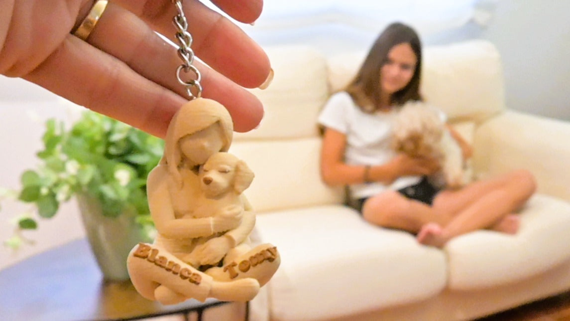 Llavero 3D Impreso – Filamento beige efecto madera